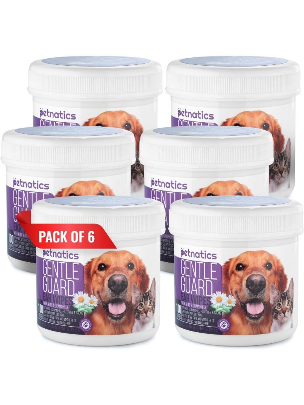 Gentle Aloe & Chamomile Dog Ear Wipes | Alcohol-Free, Pre-Soaked, 100 Count Pack